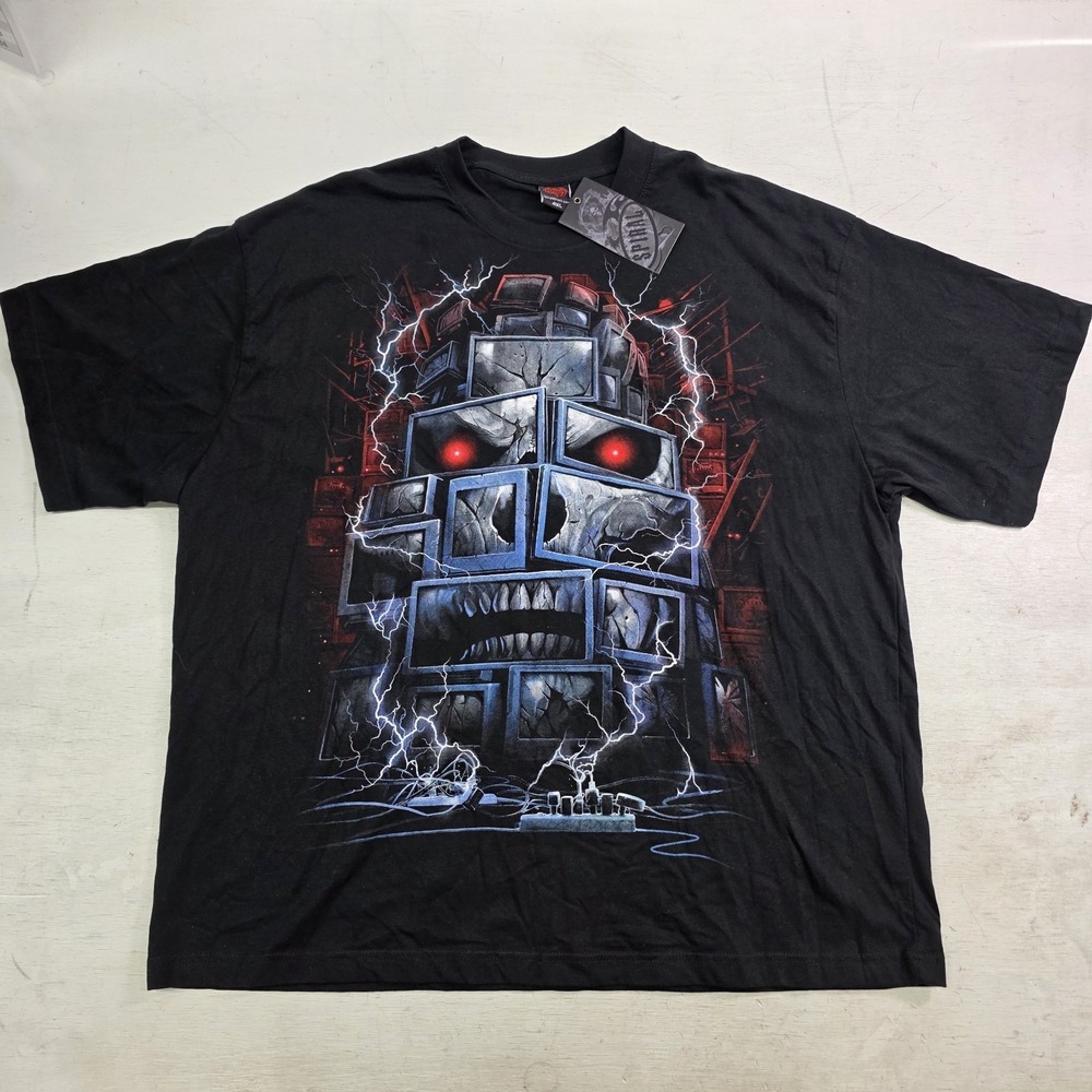 Spiral Direct "Death By‎ TV" Graphic T Shirt Mens 4XL Skull Horror Goth New NWT